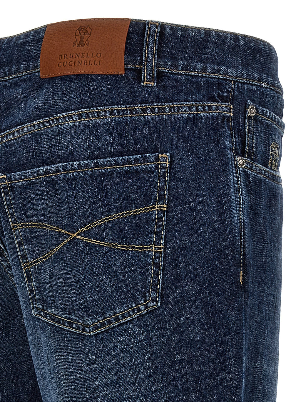 Blaue Jeans aus Baumwolle im geraden Schnitt Brunello Cucinelli