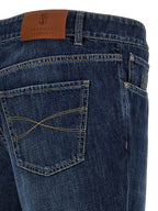 Blaue Jeans aus Baumwolle im geraden Schnitt Brunello Cucinelli