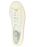 Weiße Kalbsleder Low-Top-Sneaker