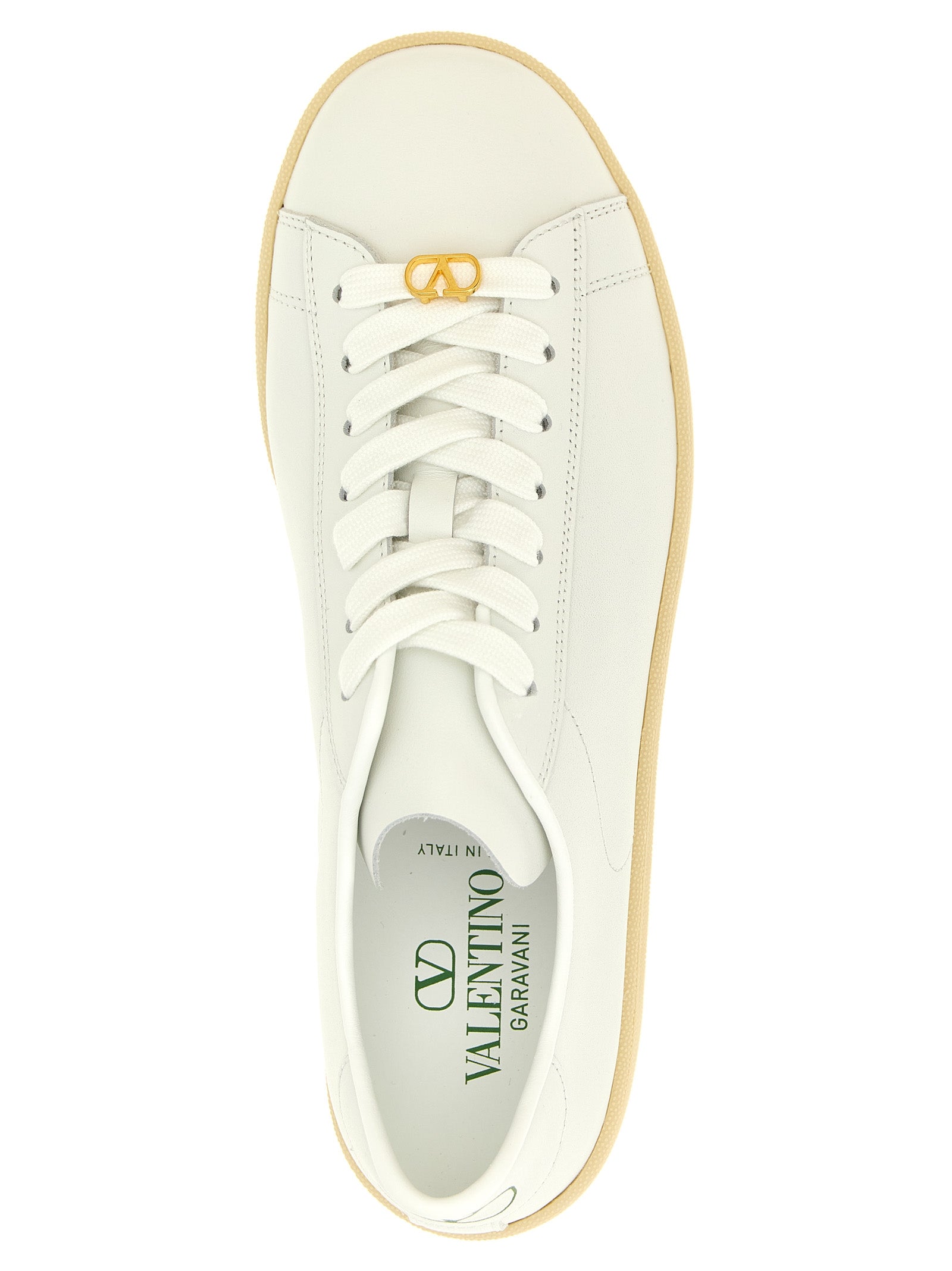 Weiße Kalbsleder Low-Top-Sneaker