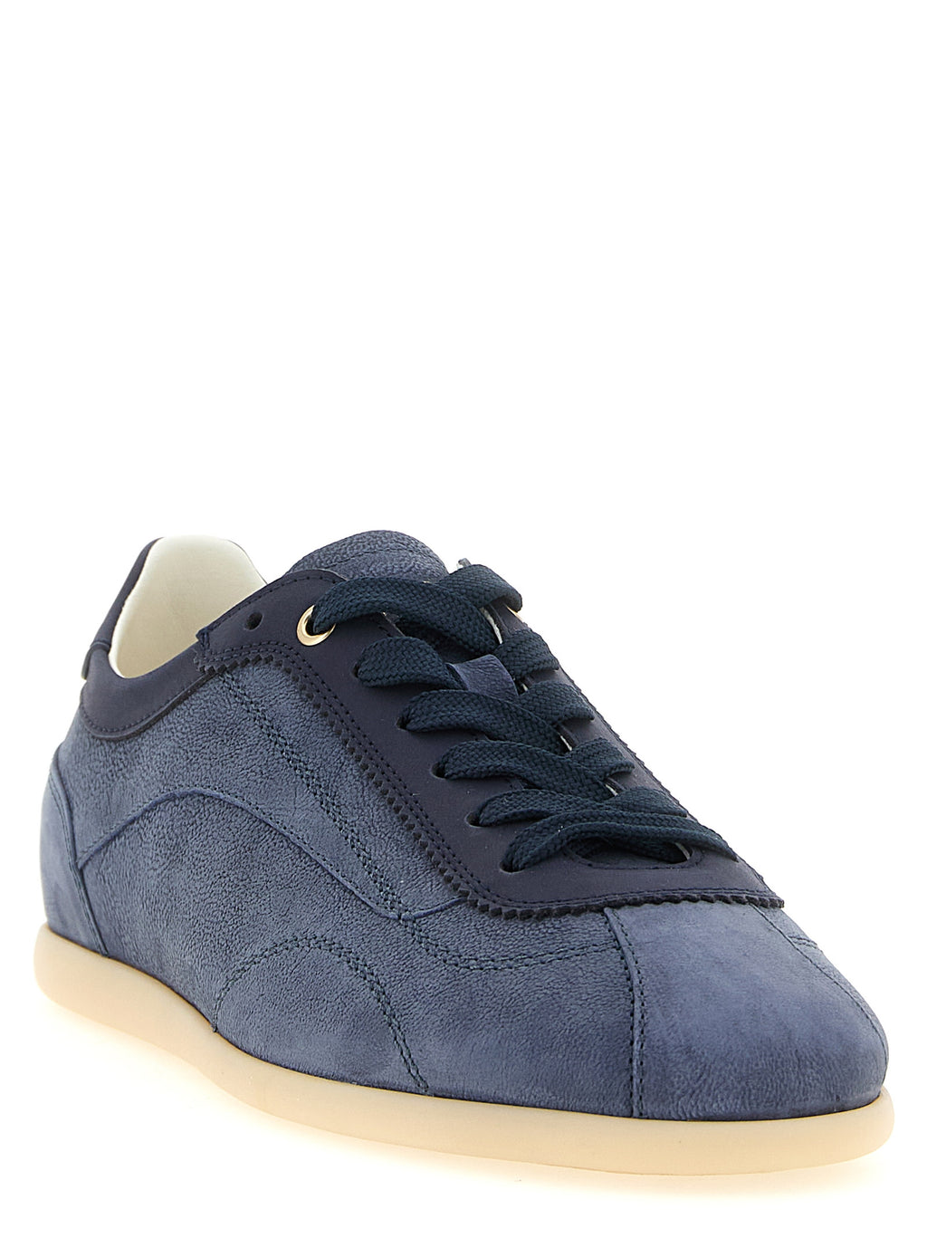 Blaue Kalbsleder Low-Top-Sneaker