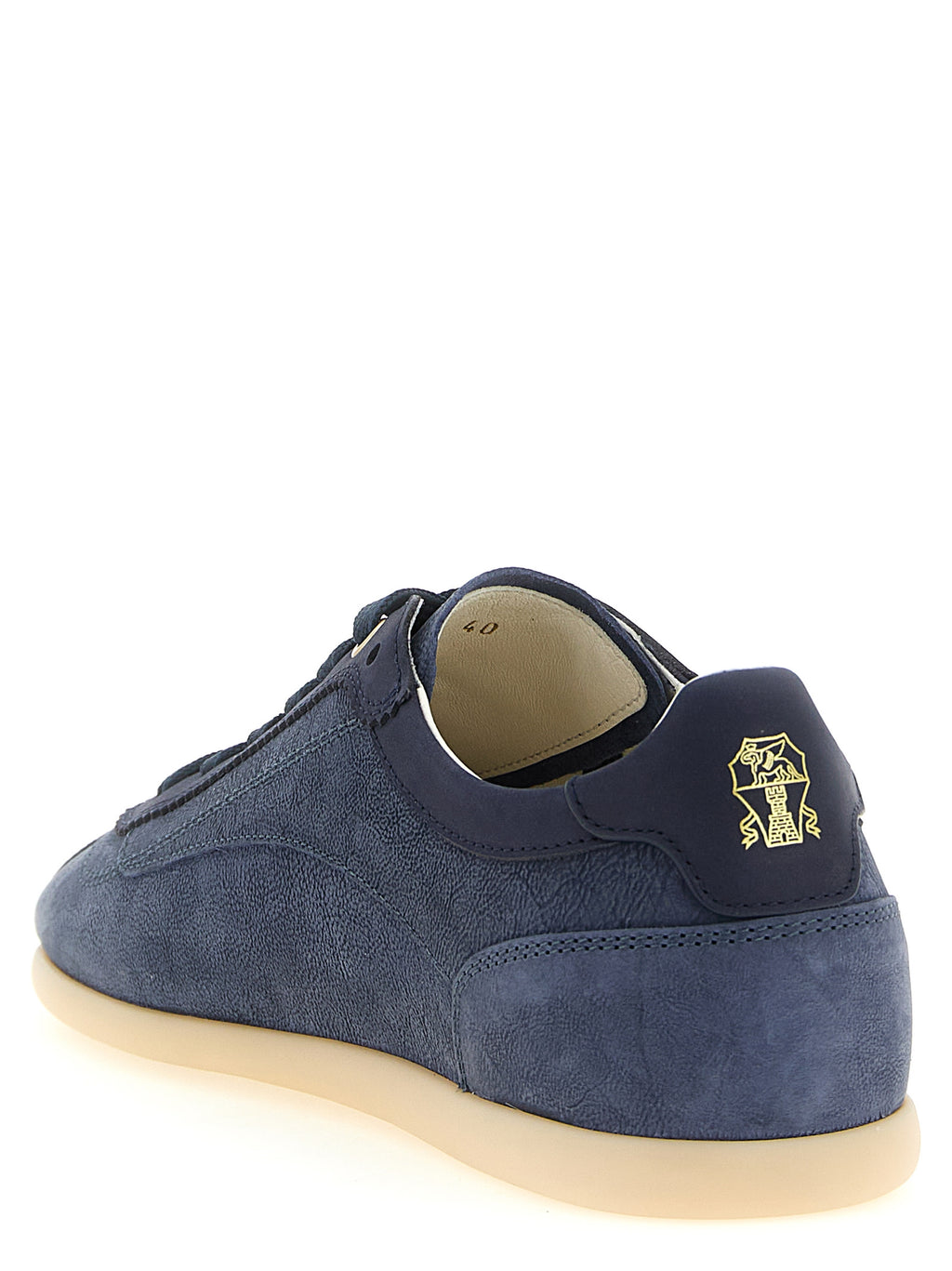 Blaue Kalbsleder Low-Top-Sneaker