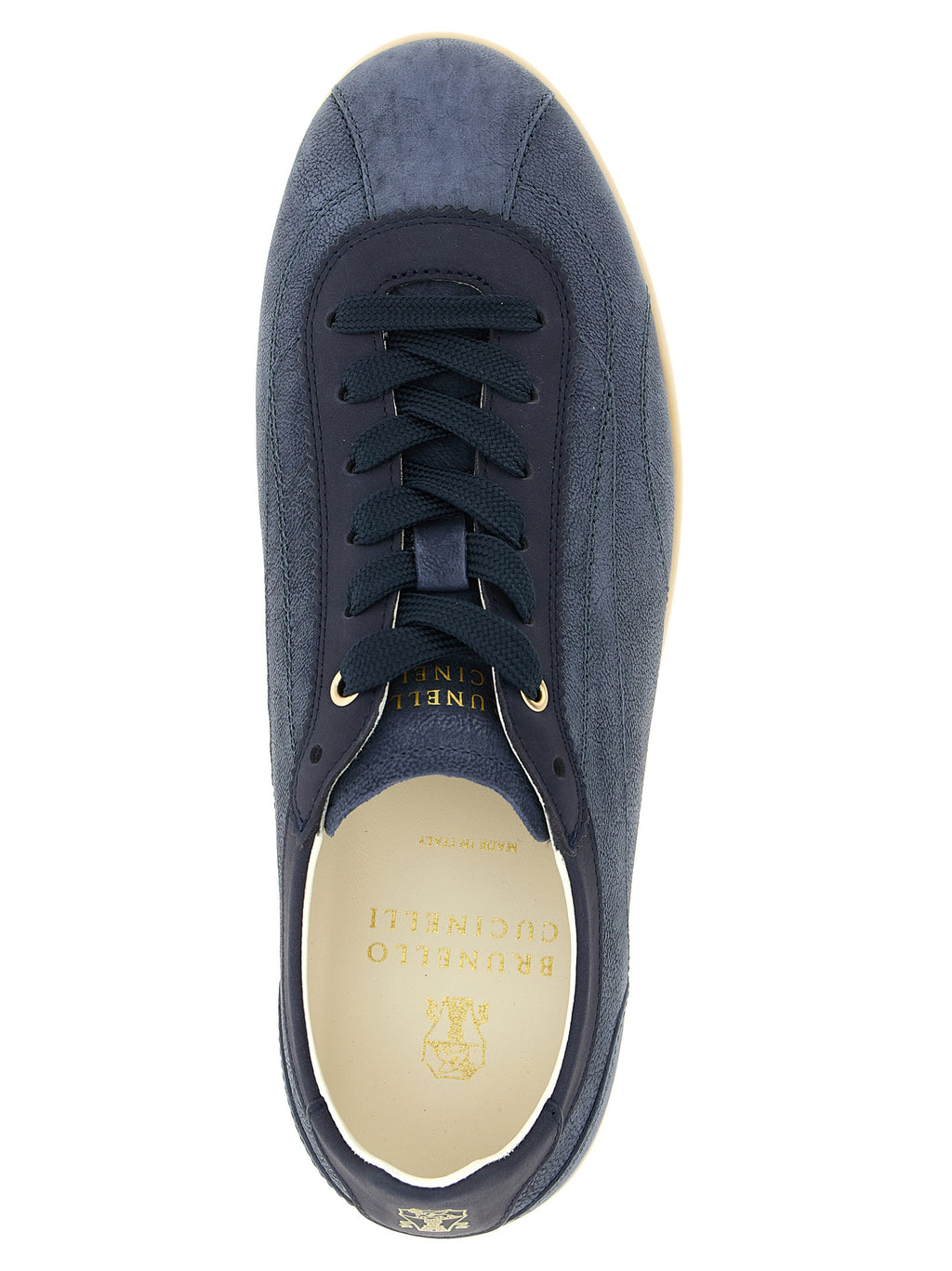 Blaue Kalbsleder Low-Top-Sneaker