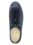 Blaue Kalbsleder Low-Top-Sneaker