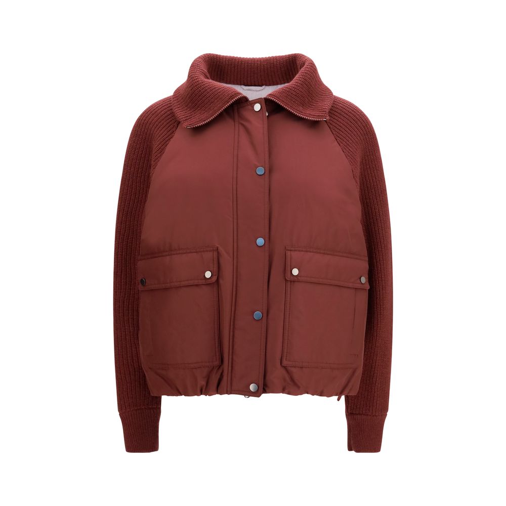 Bordeaux Polyester Jacke in voller Länge