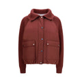 Bordeaux Polyester Jacke in voller Länge