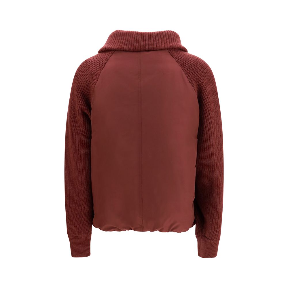 Bordeaux Polyester Jacke in voller Länge