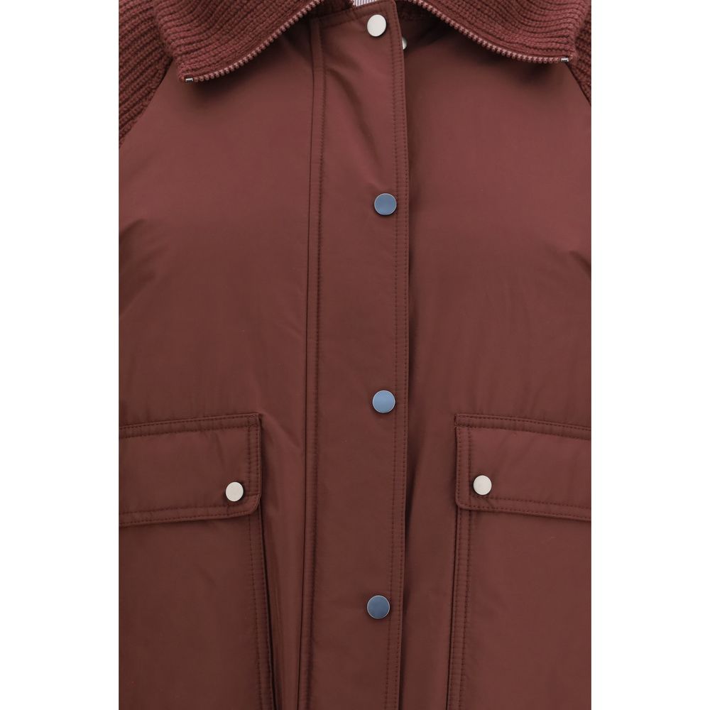 Bordeaux Polyester Jacke in voller Länge