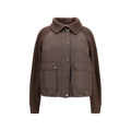 Braune Polyester-Jacke in voller Länge
