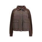 Braune Polyester-Jacke in voller Länge