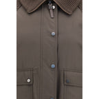Braune Polyester-Jacke in voller Länge
