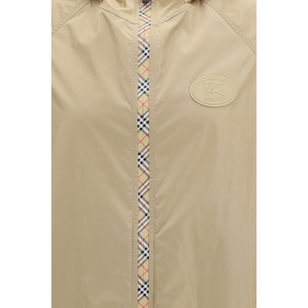 Beige Nylon Shell Jacke