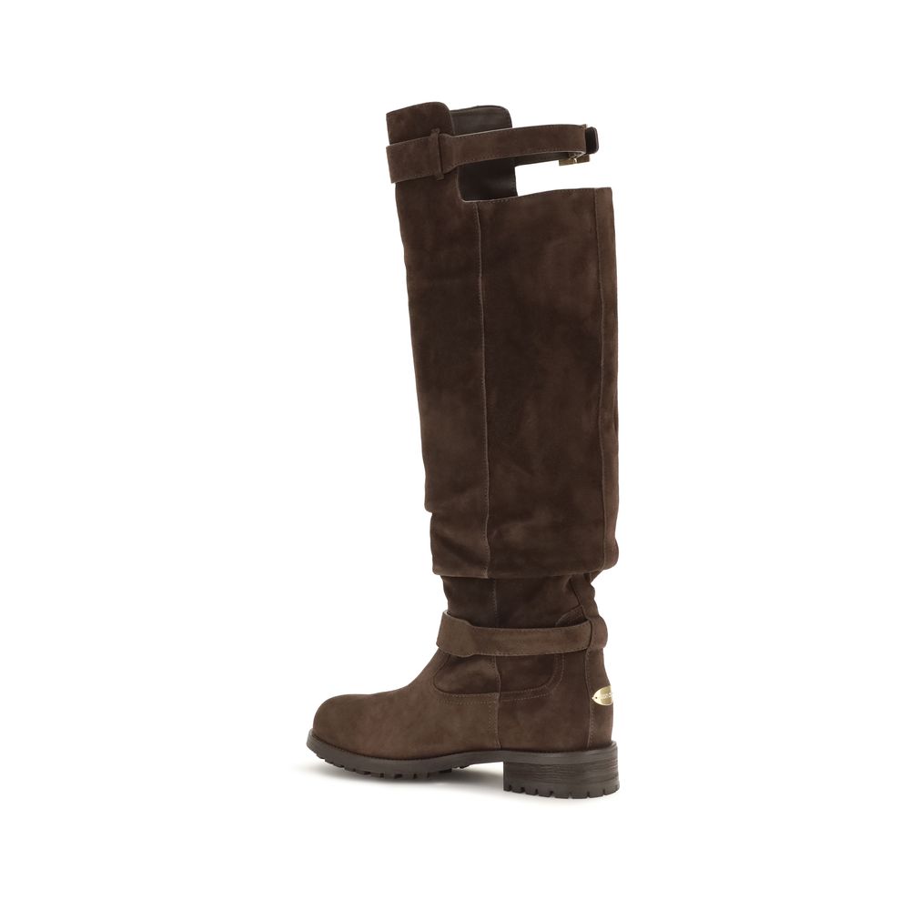Braune Kalbsleder Bos Taurus Overknee-Stiefel