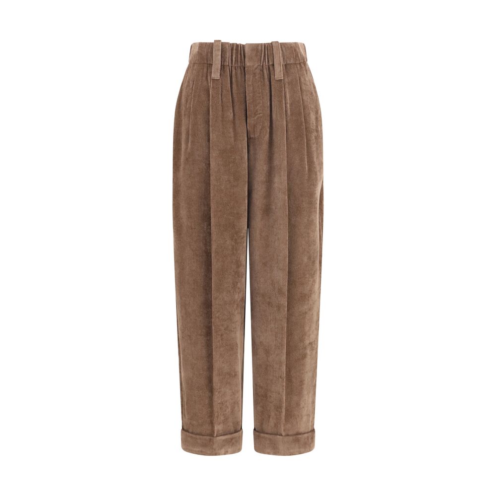 Braune Viskose-Freizeithose