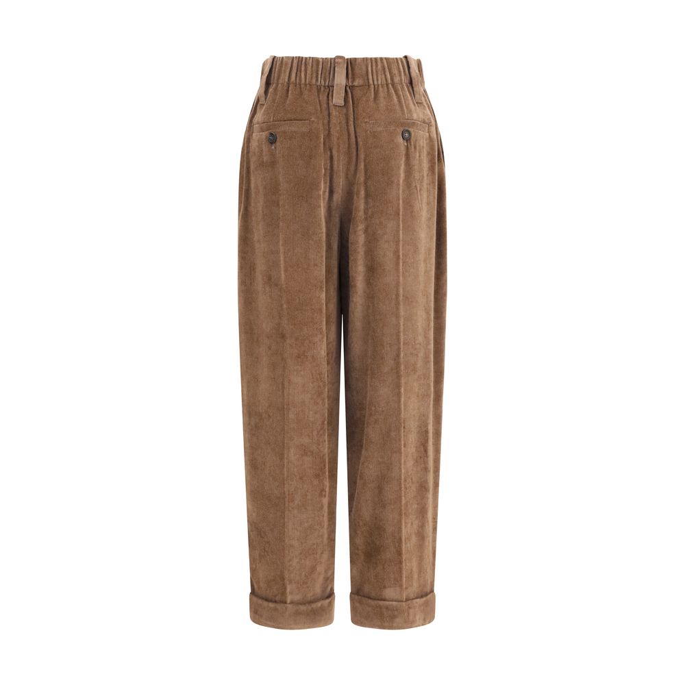 Braune Viskose-Freizeithose