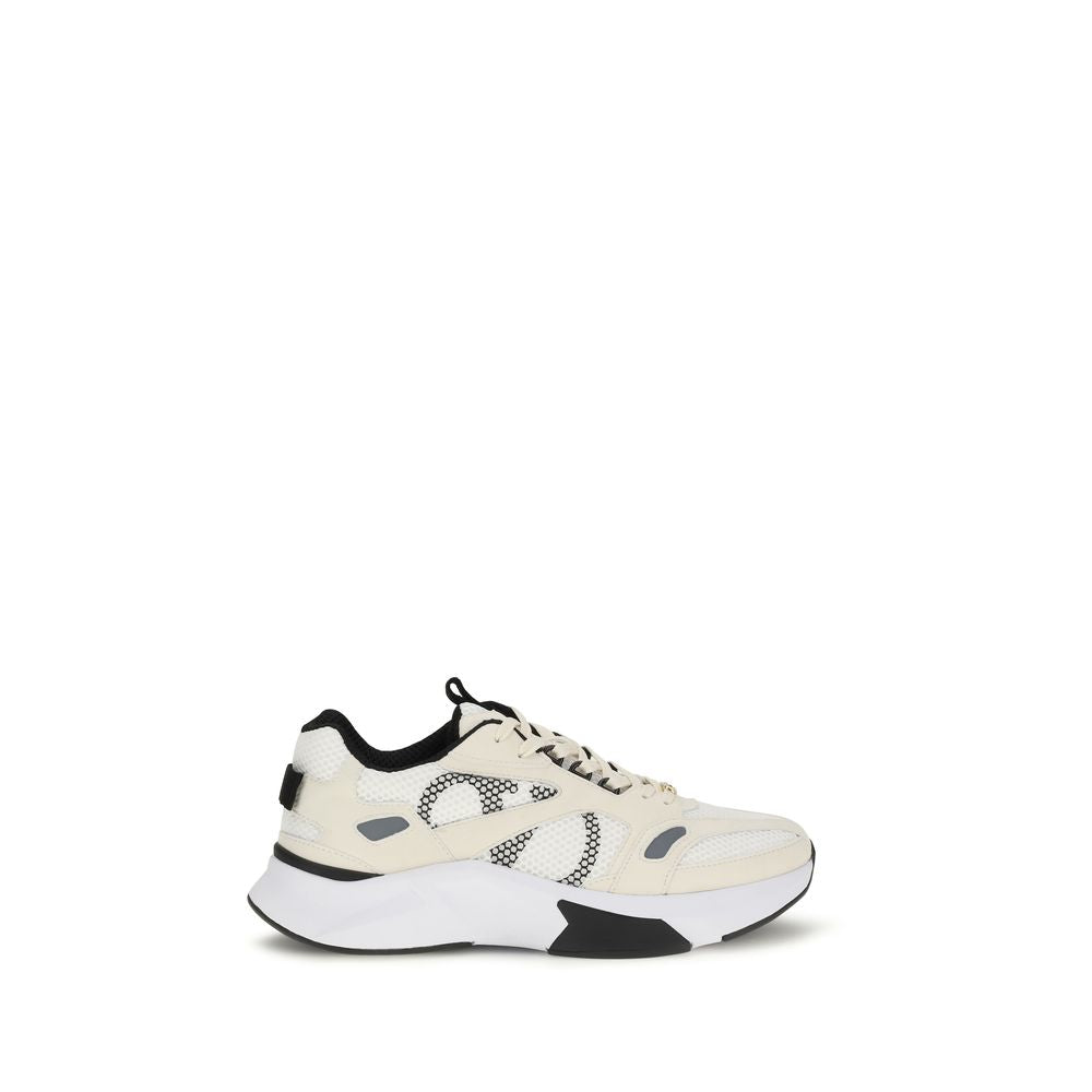 Weiße Stoff-Sneaker mit niedrigem Schaft
