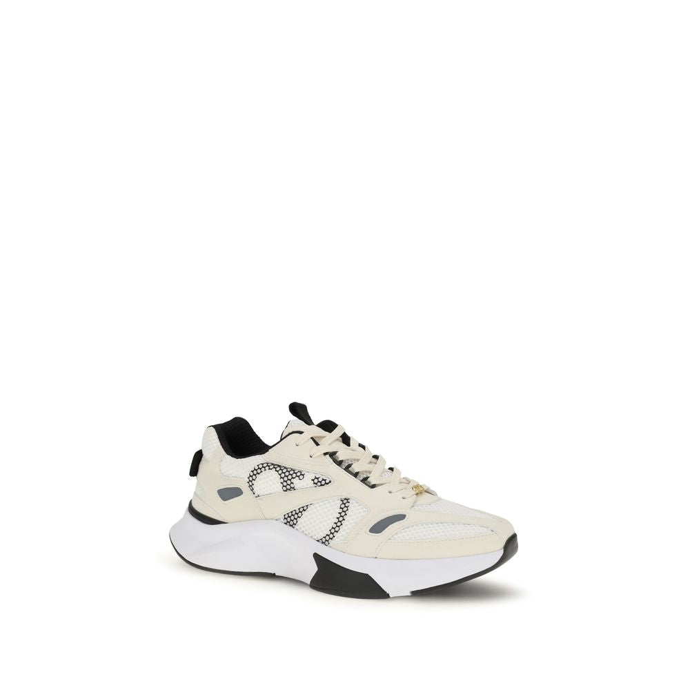 Weiße Stoff-Sneaker mit niedrigem Schaft