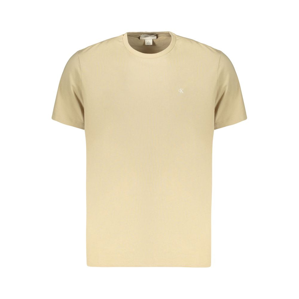 Beige Baumwoll-T-Shirt für Herren