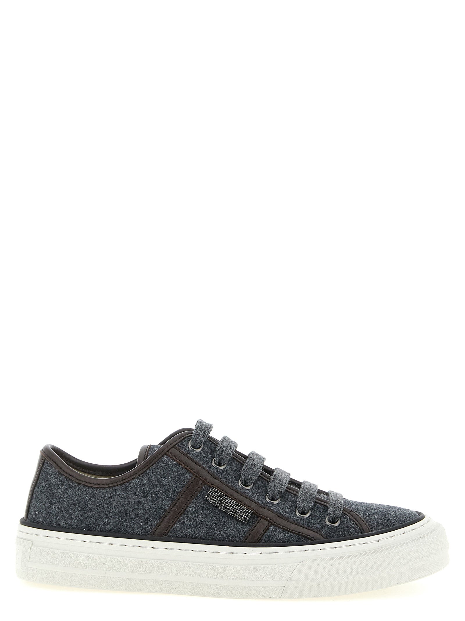 Graue Low-Top-Sneaker aus reiner Schurwolle