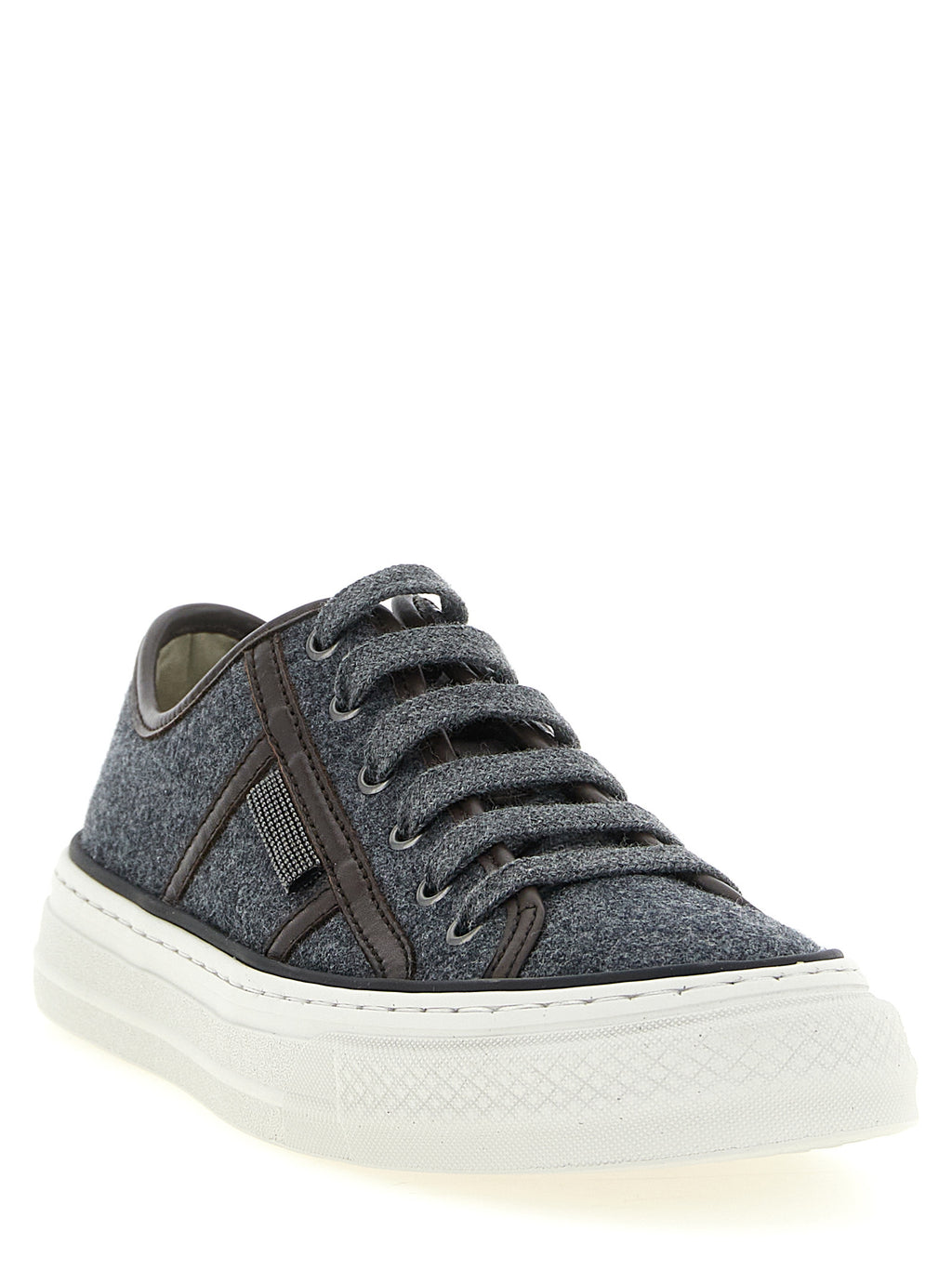 Graue Low-Top-Sneaker aus reiner Schurwolle