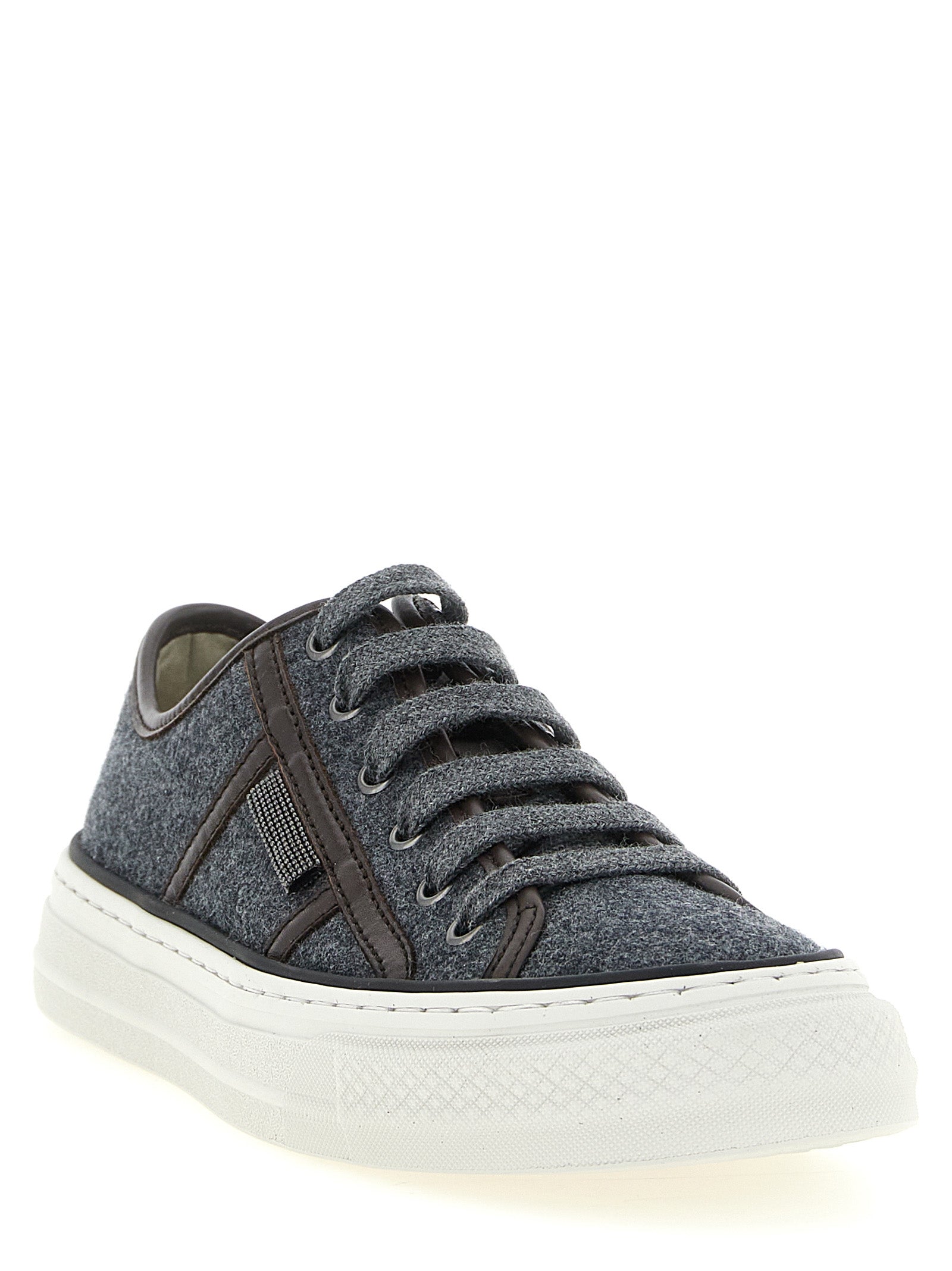 Graue Low-Top-Sneaker aus reiner Schurwolle