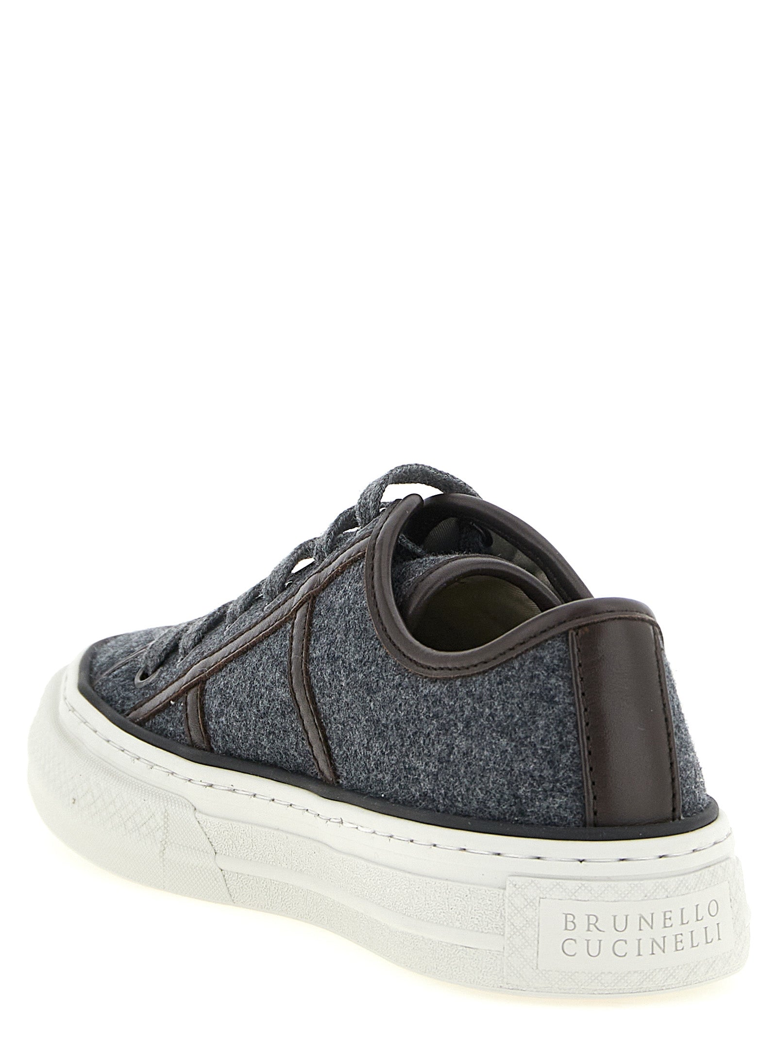 Graue Low-Top-Sneaker aus reiner Schurwolle