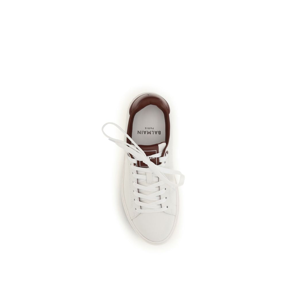Weiße Kalbsleder Bos Taurus Athletic Sneaker Balmain