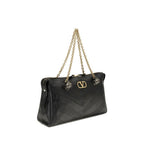 Schwarze Lammleder Schultertasche Ovis Aries Aries