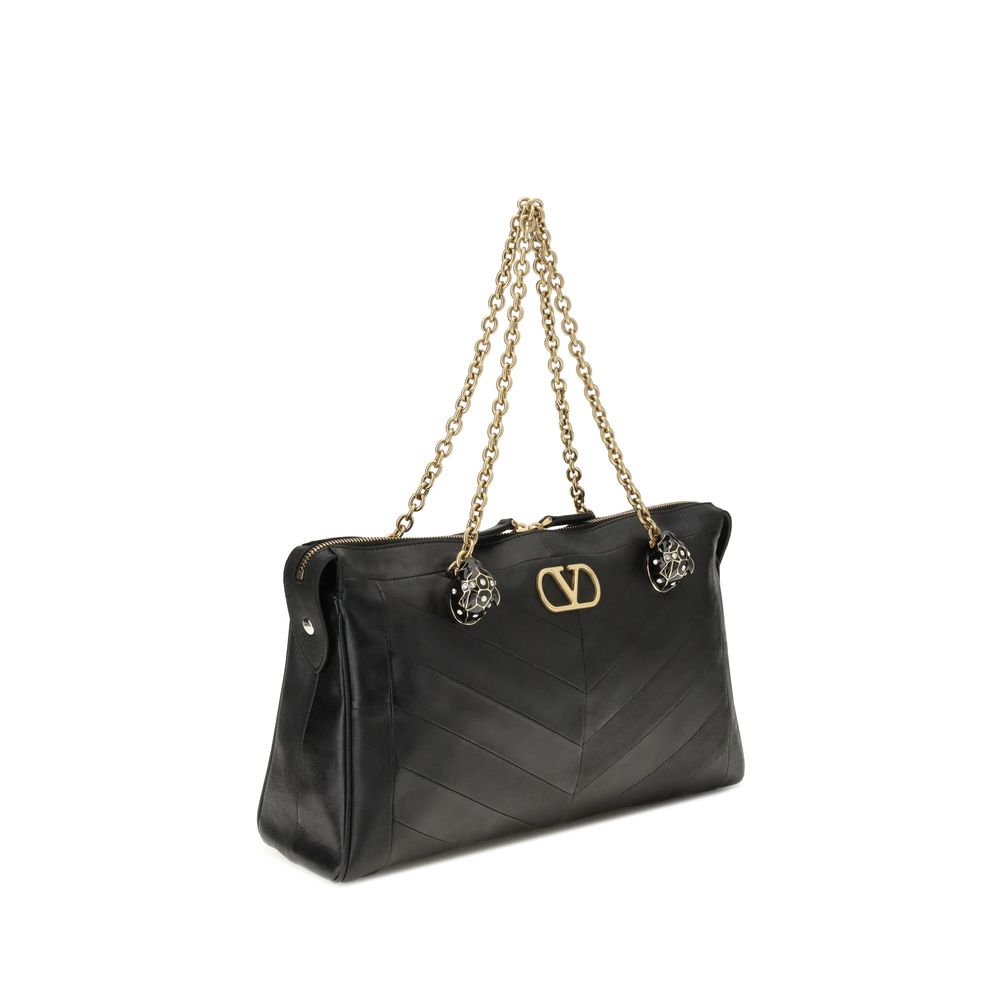 Schwarze Lammleder Schultertasche Ovis Aries Aries