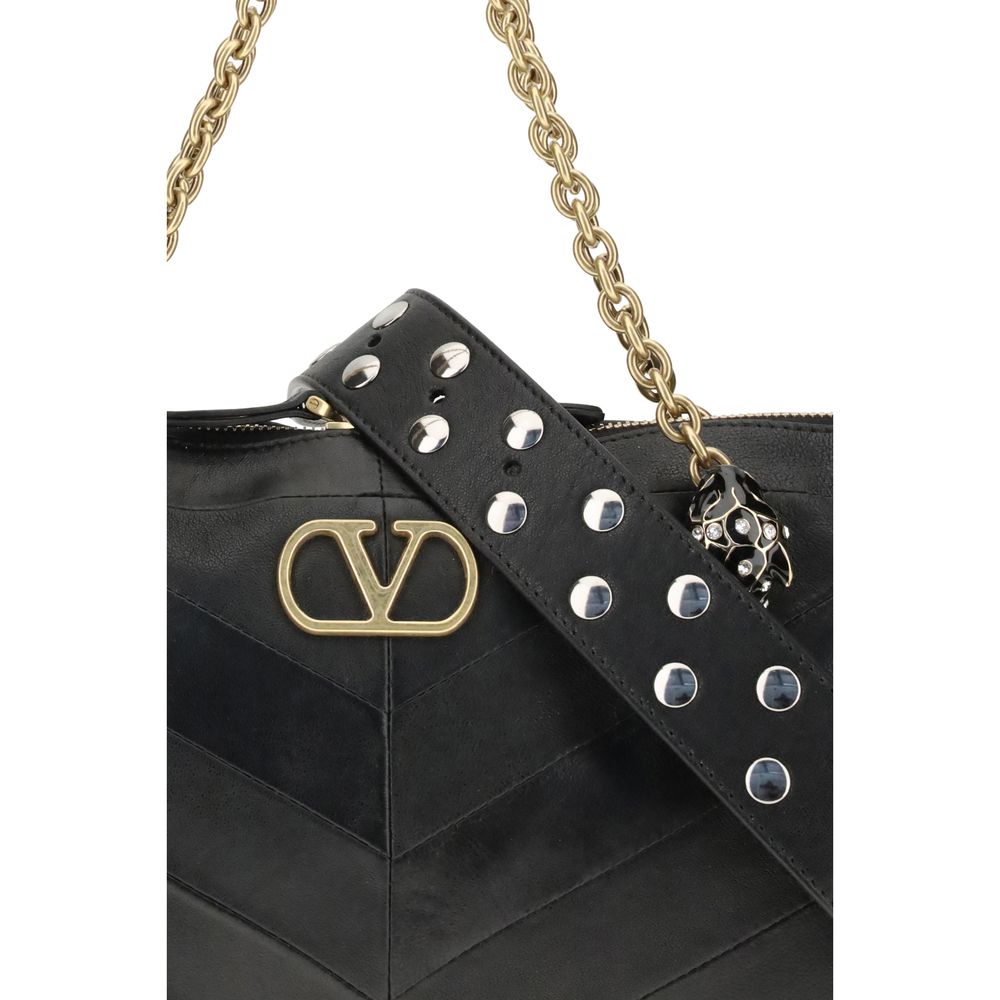 Schwarze Lammleder Schultertasche Ovis Aries Aries