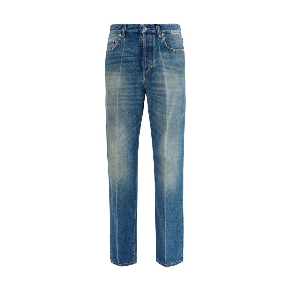Blaue Jeans aus Baumwolle im geraden Schnitt