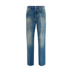 Blaue Jeans aus Baumwolle im geraden Schnitt