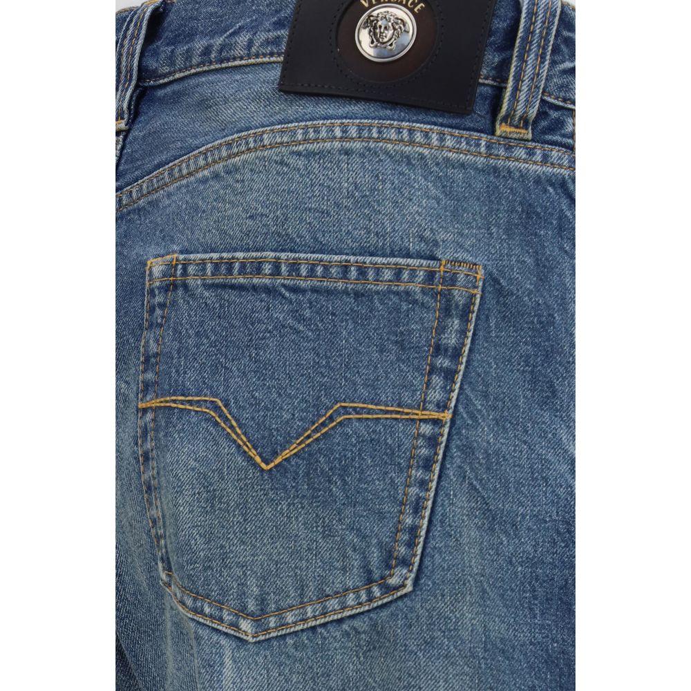 Blaue Jeans aus Baumwolle im geraden Schnitt