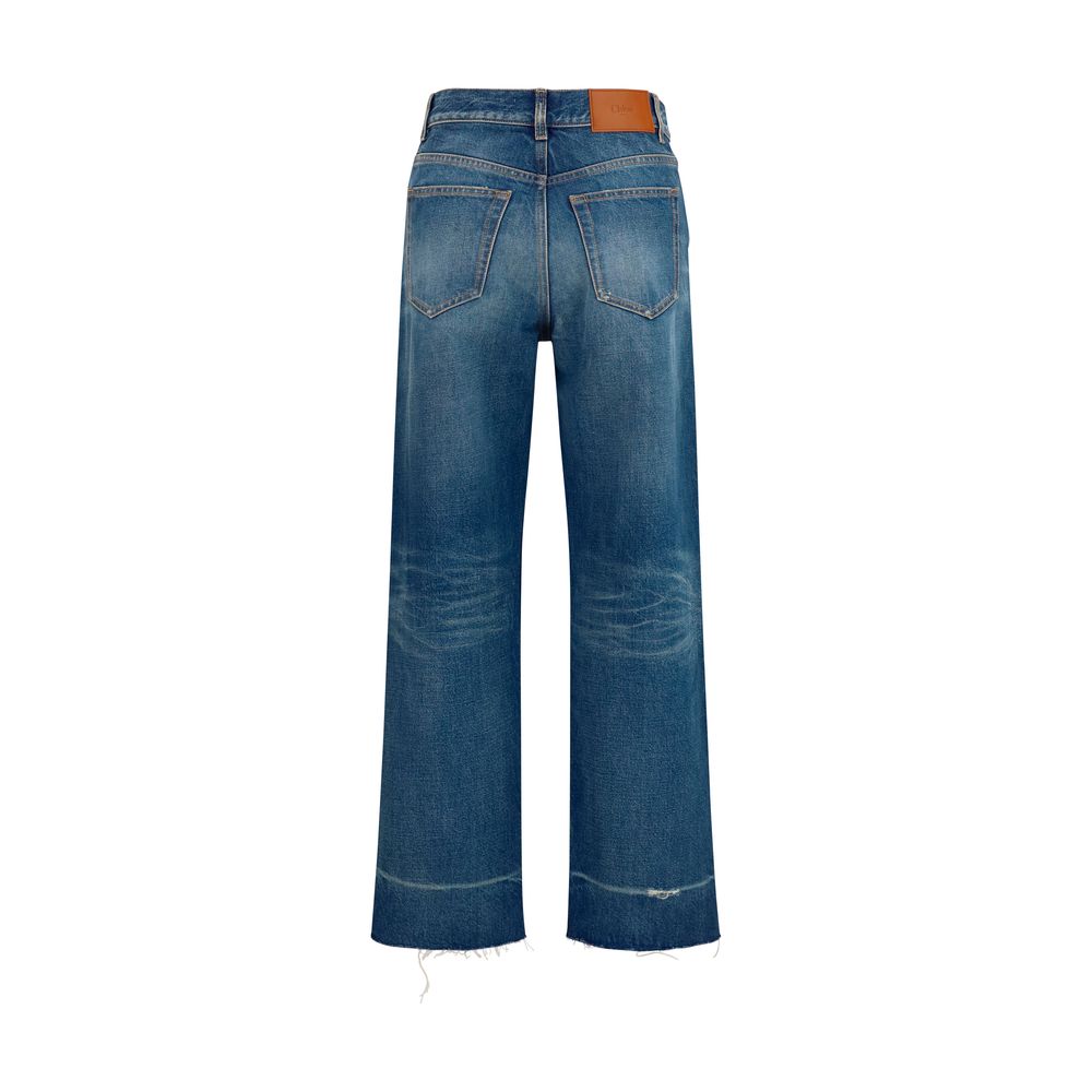 Blaue Bootcut-Jeans aus Baumwolle Chloé