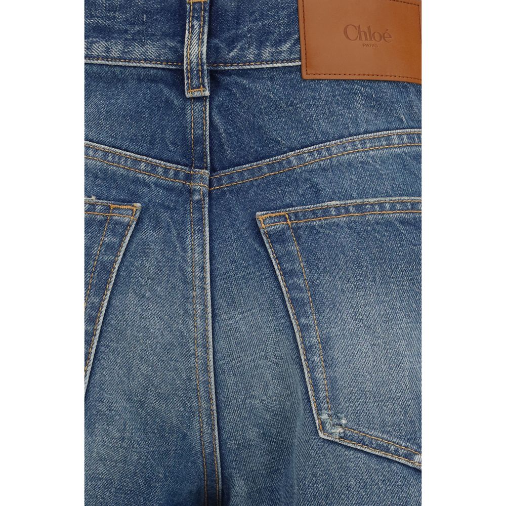 Blaue Bootcut-Jeans aus Baumwolle Chloé