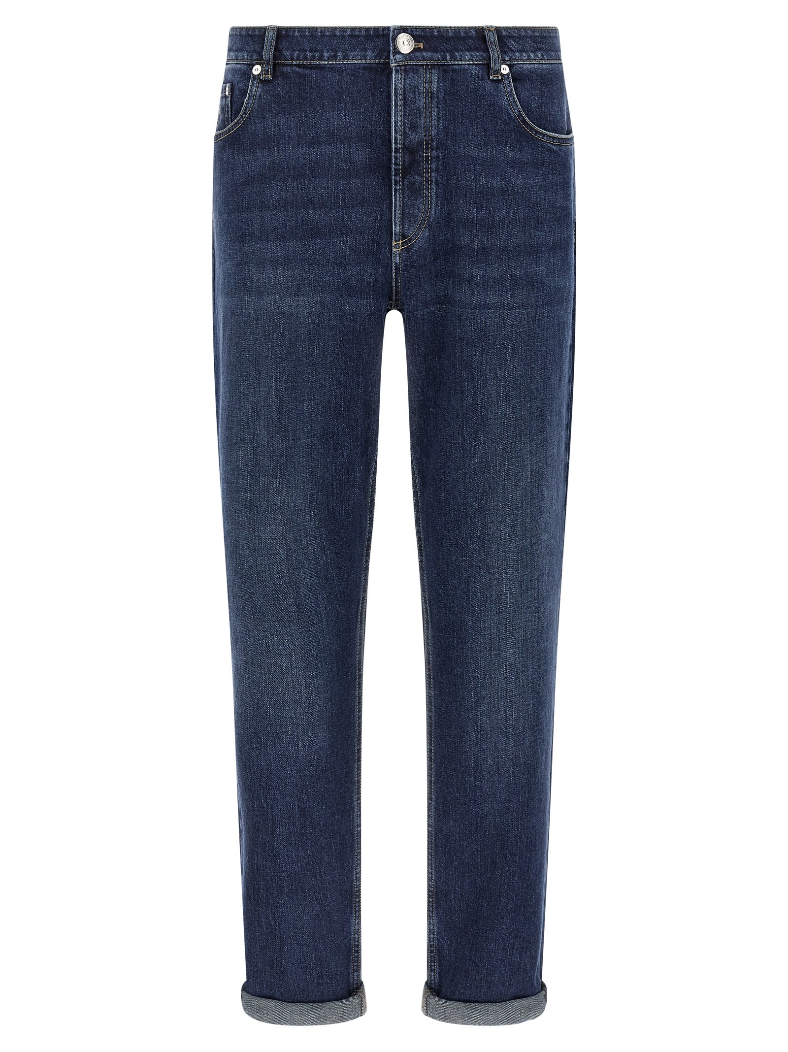 Blaue Jeans aus Baumwolle im geraden Schnitt