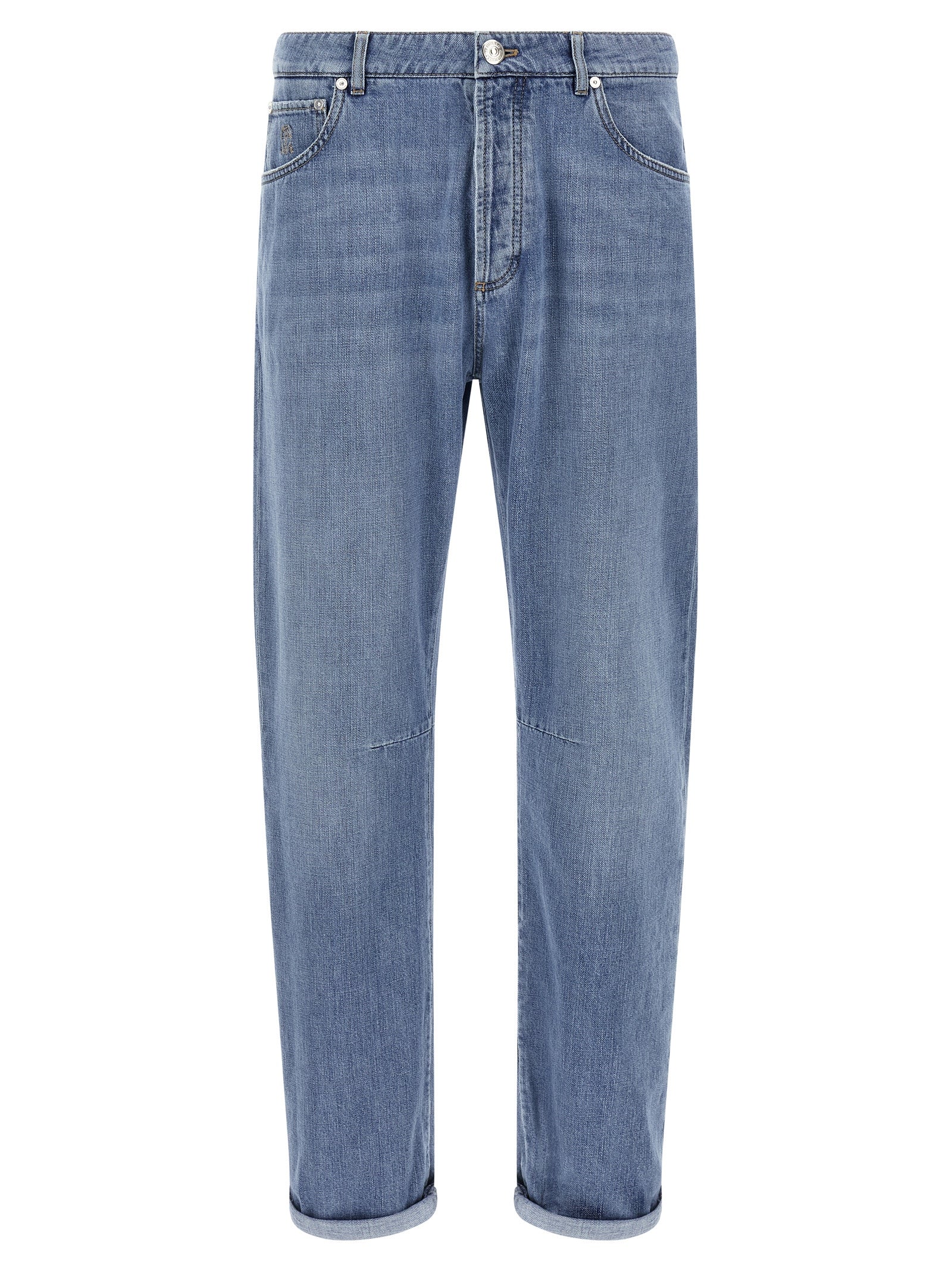 Blaue Jeans aus Baumwolle im geraden Schnitt