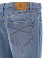 Blaue Jeans aus Baumwolle im geraden Schnitt
