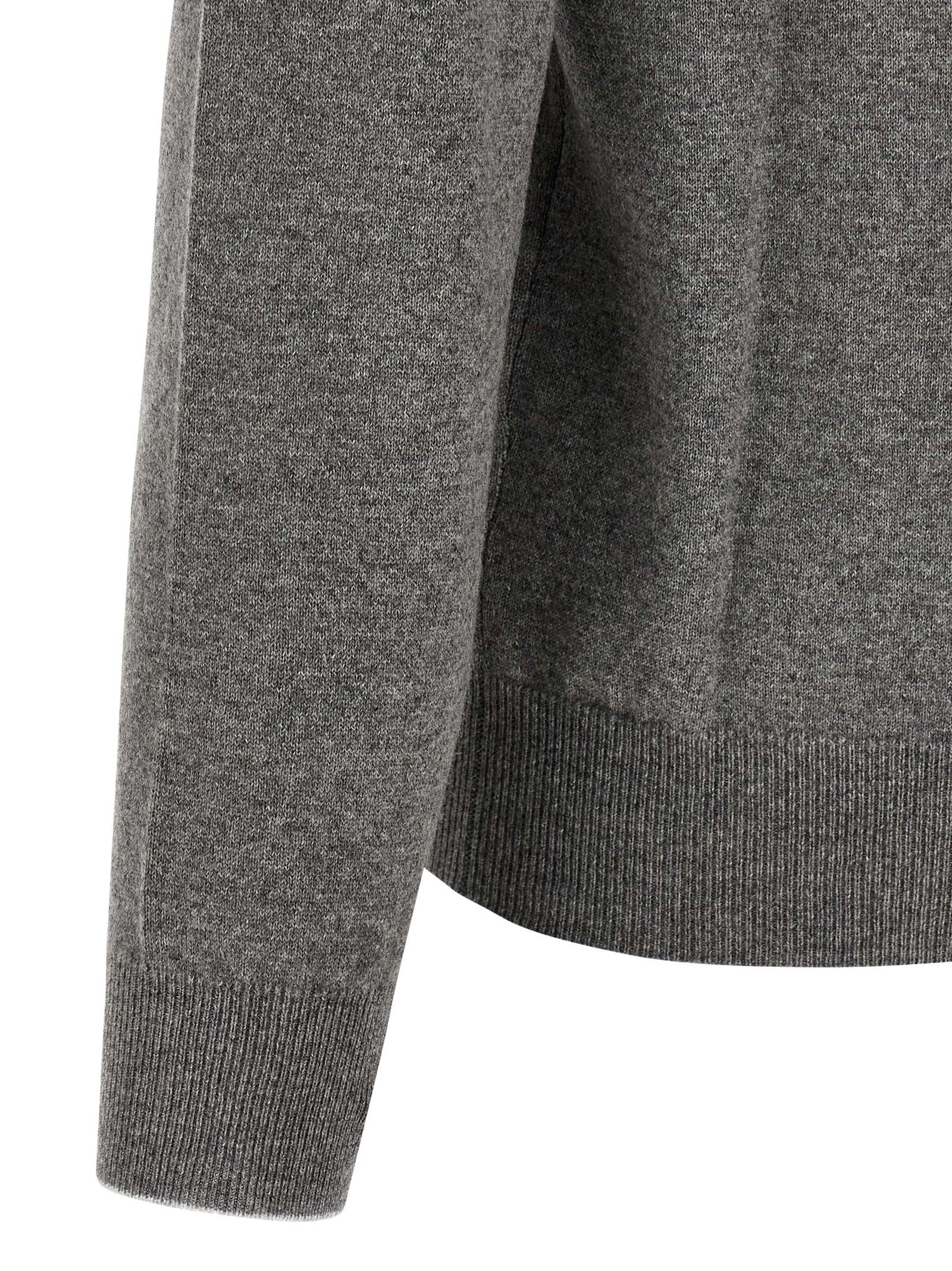 Grauer Kaschmir-Strickjacke