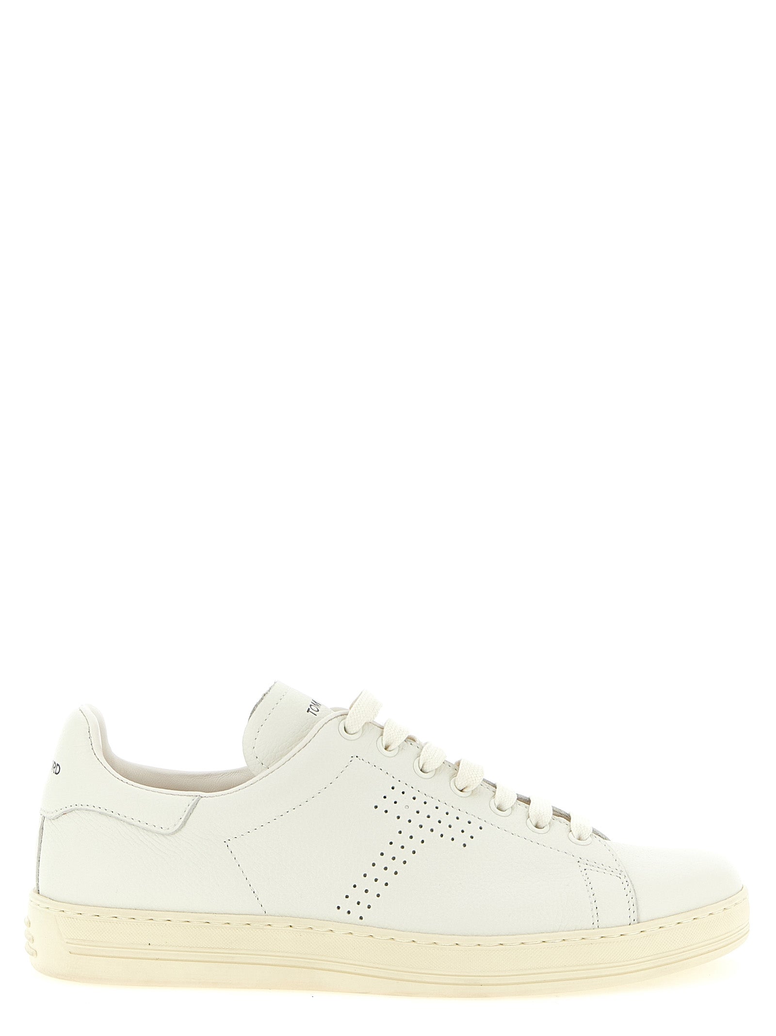Weiße Low-Top-Sneaker aus Leder