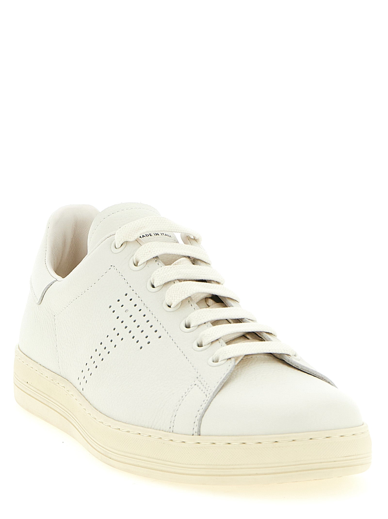 Weiße Low-Top-Sneaker aus Leder