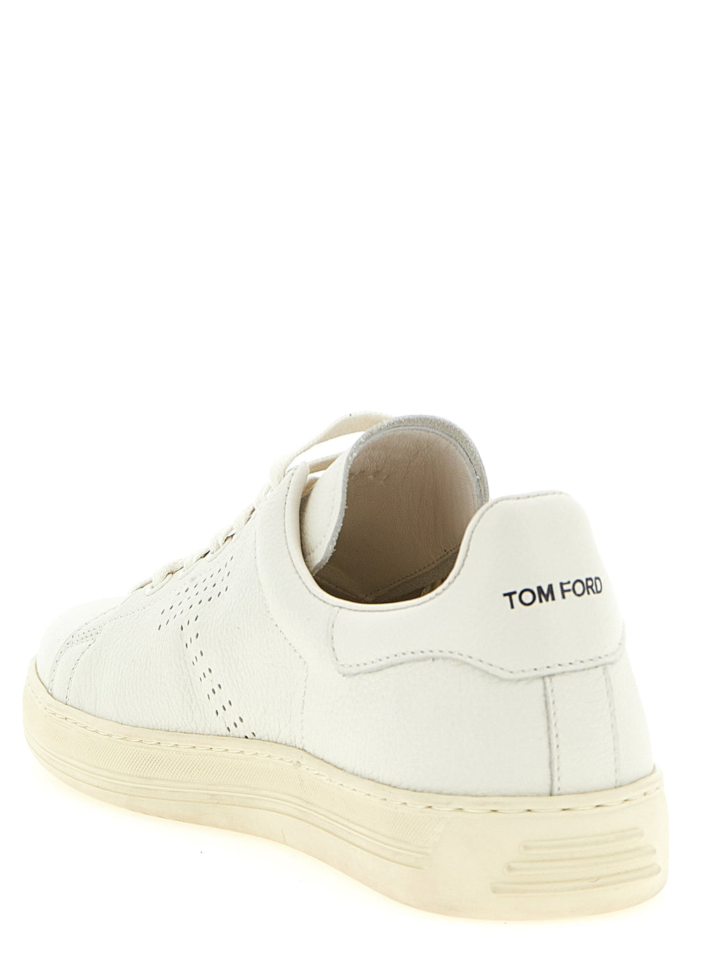 Weiße Low-Top-Sneaker aus Leder