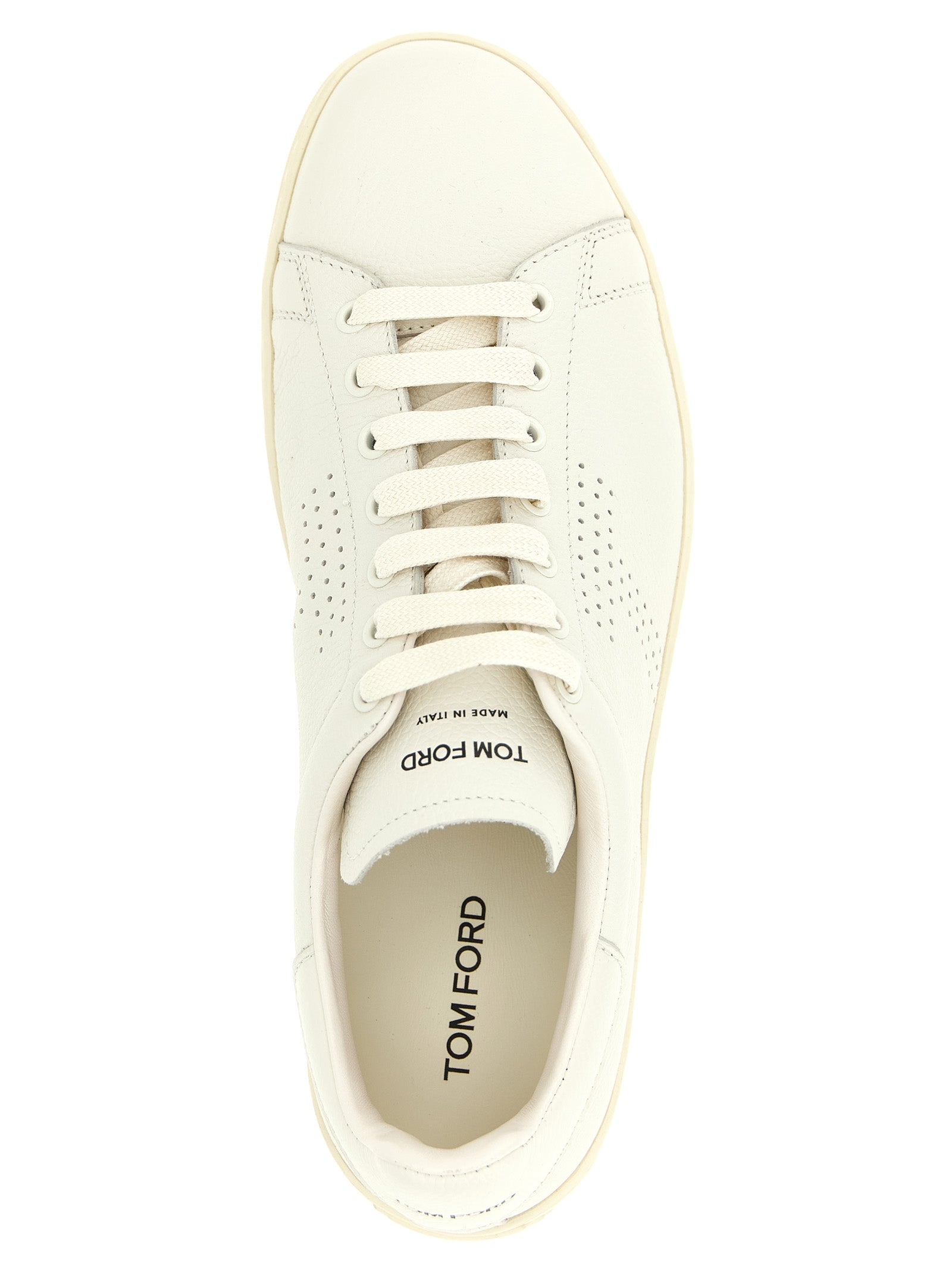 Weiße Low-Top-Sneaker aus Leder
