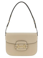 Beigefarbene Kalbshaut Schultertasche