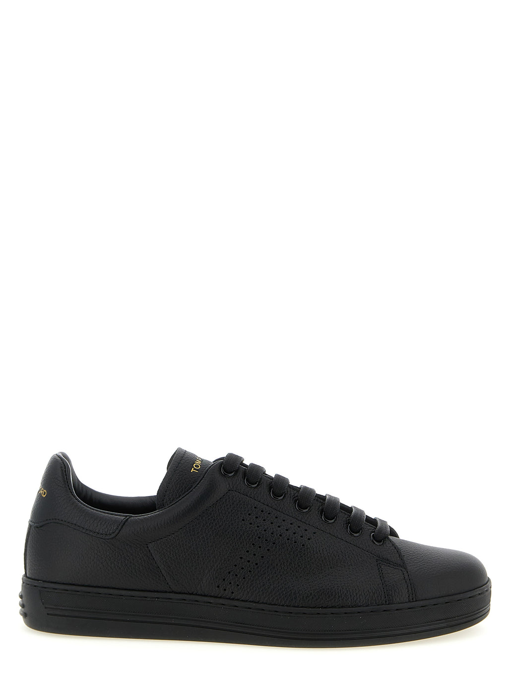 Schwarze Leder Low-Top-Sneaker