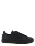 Schwarze Leder Low-Top-Sneaker