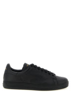 Schwarze Leder Low-Top-Sneaker