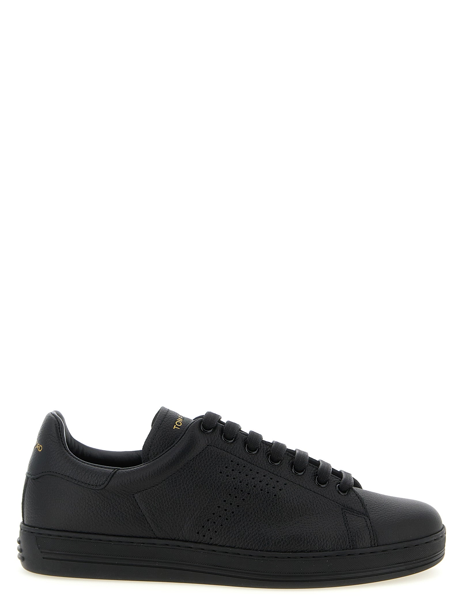 Schwarze Leder Low-Top-Sneaker