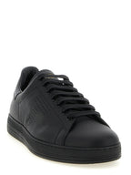 Schwarze Leder Low-Top-Sneaker