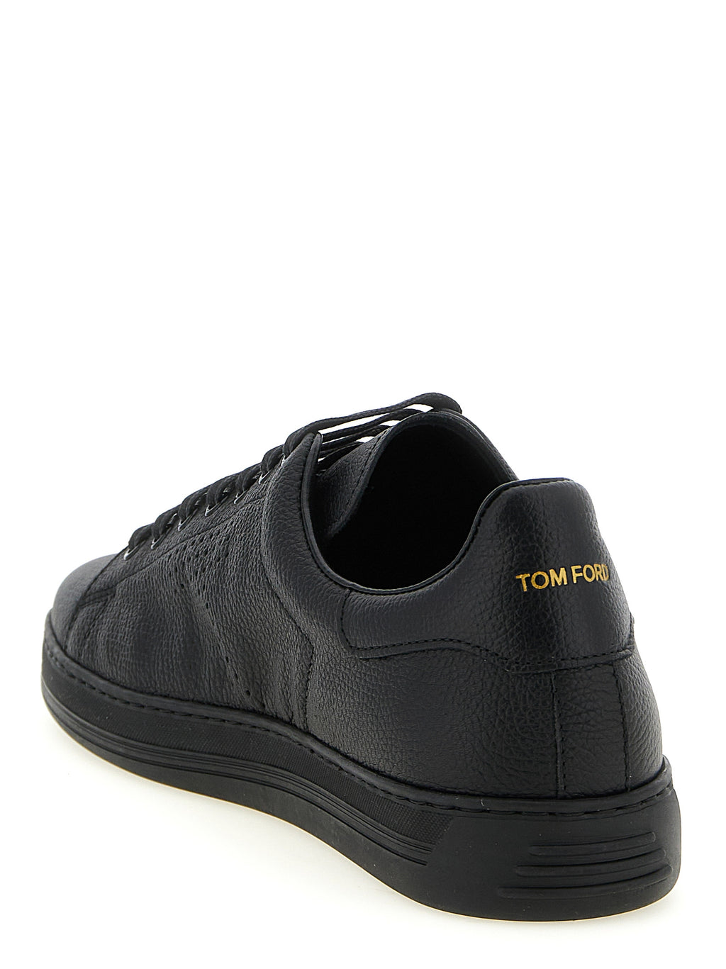 Schwarze Leder Low-Top-Sneaker